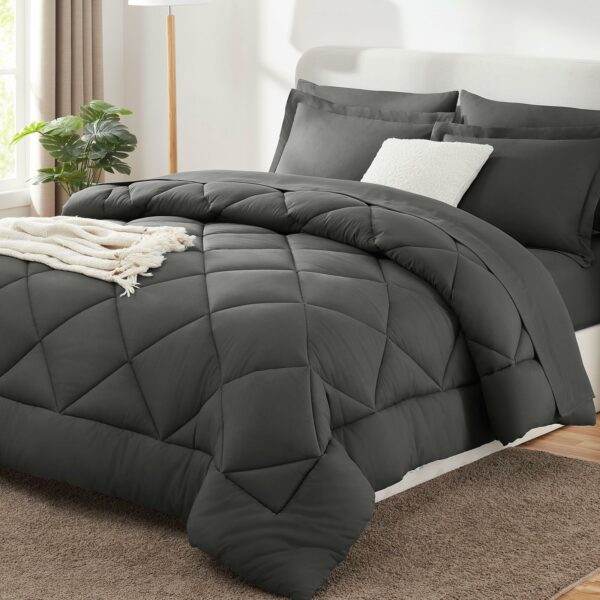 Deep Charcoal Quilted Comforter Set